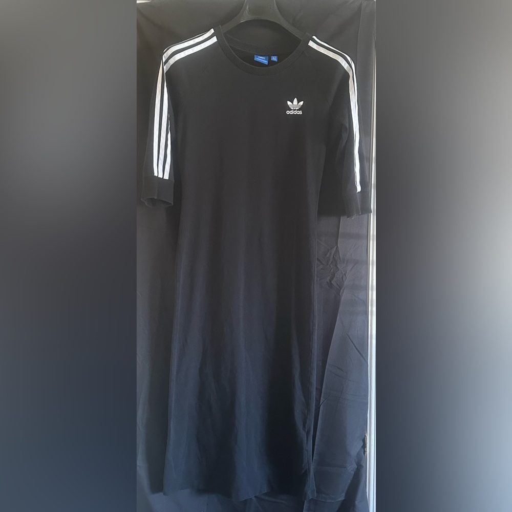 adidas Black Dress with White Sleeve Stripes